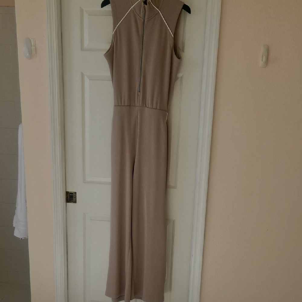 SPANX Sleeveless Wide-Leg Jumpsuit in Taupe